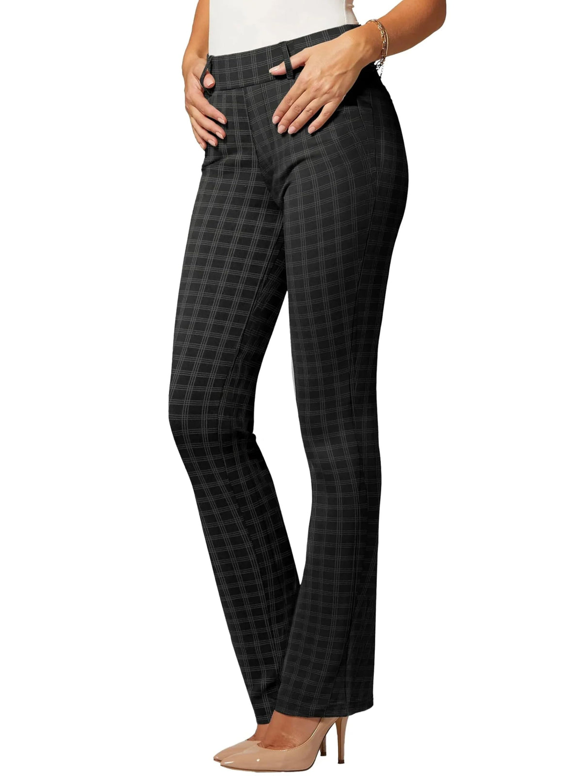 Conceited Stretch Slacks for Women - Wear to Work - Tummy Control Waistband - Bootcut Dress Pants with Pockets