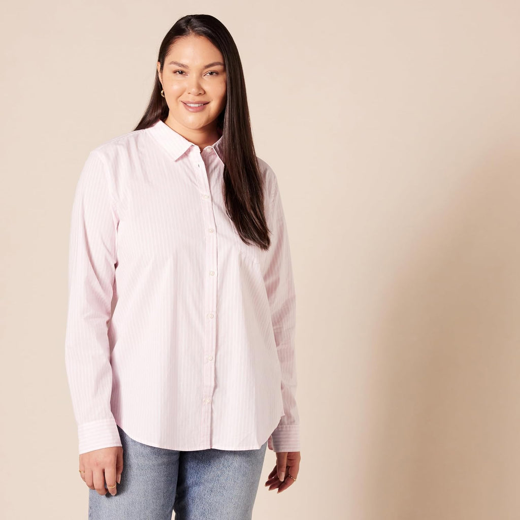 Amazon Essentials Women's Regular-Fit Long-Sleeve Button-Down Cotton Poplin Shirt, Business Casual