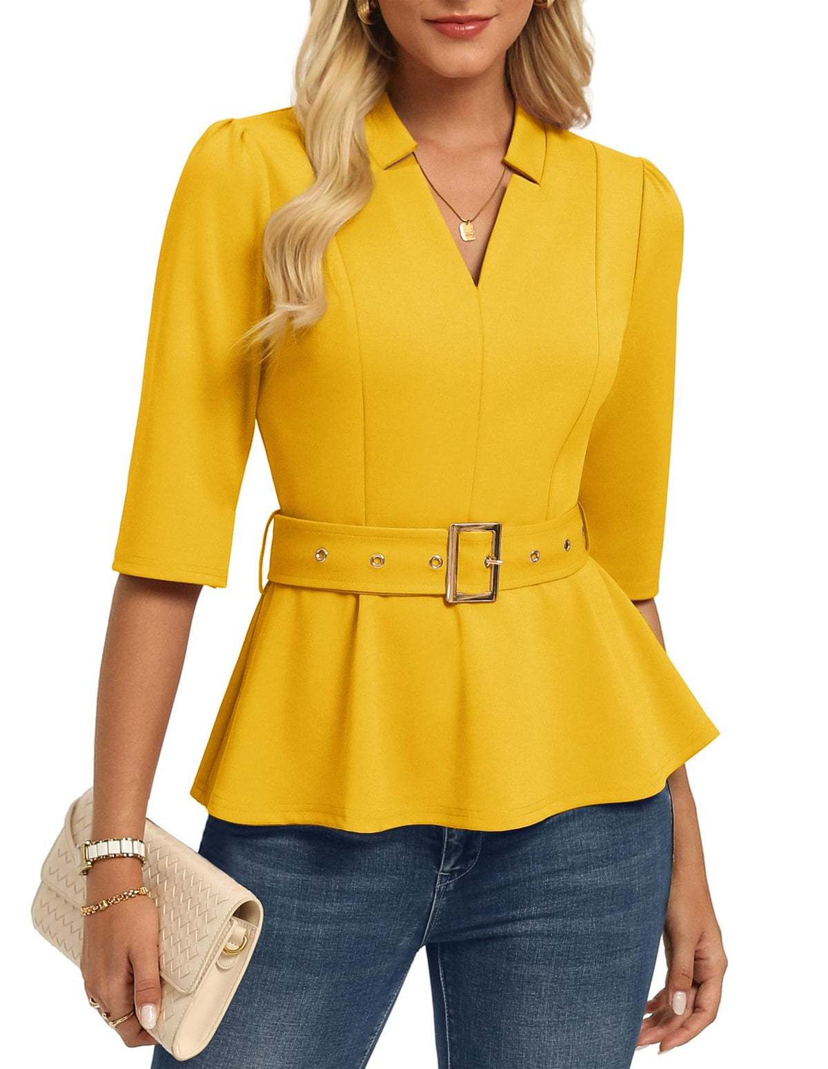 GRACE KARIN Women Business Casual Blouses Peplum Work Tops