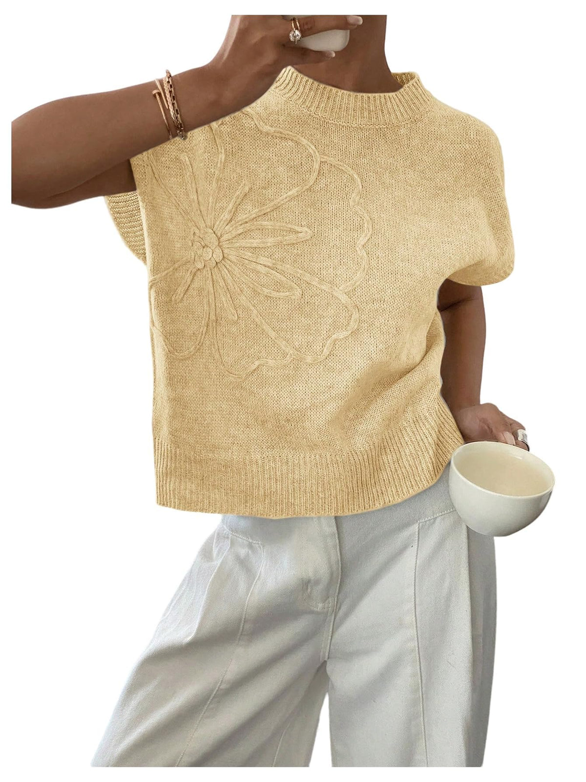 SOLY HUX Women's Short Sleeve Business Casual Sweater
