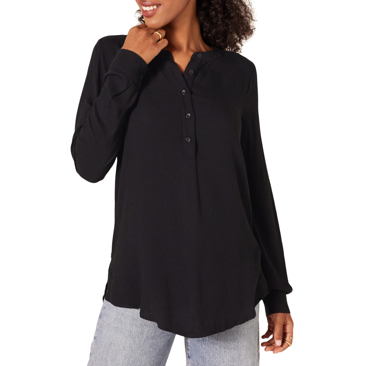 Amazon Essentials Women's Long-Sleeve Relaxed Fit Popover Blouse, Collared Business Casual Work Shirt