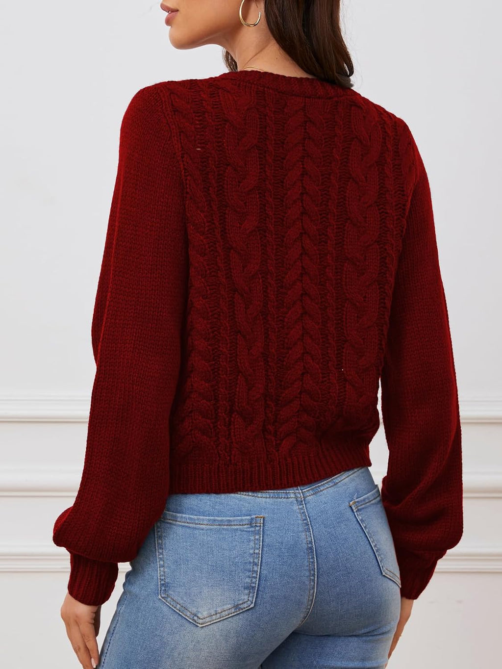 SOLY HUX Women's Cropped Cardigan Sweaters Tie Front Bow Cardigan
