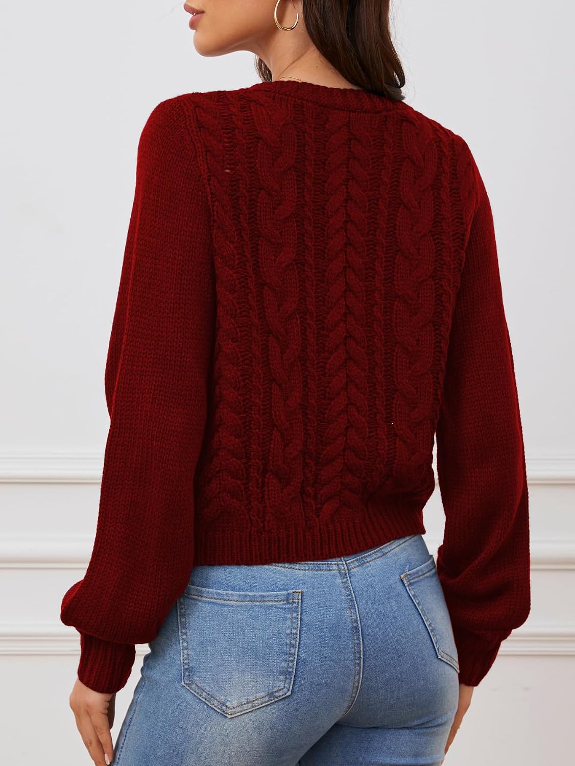SOLY HUX Women's Cropped Cardigan Sweaters Tie Front Bow Cardigan