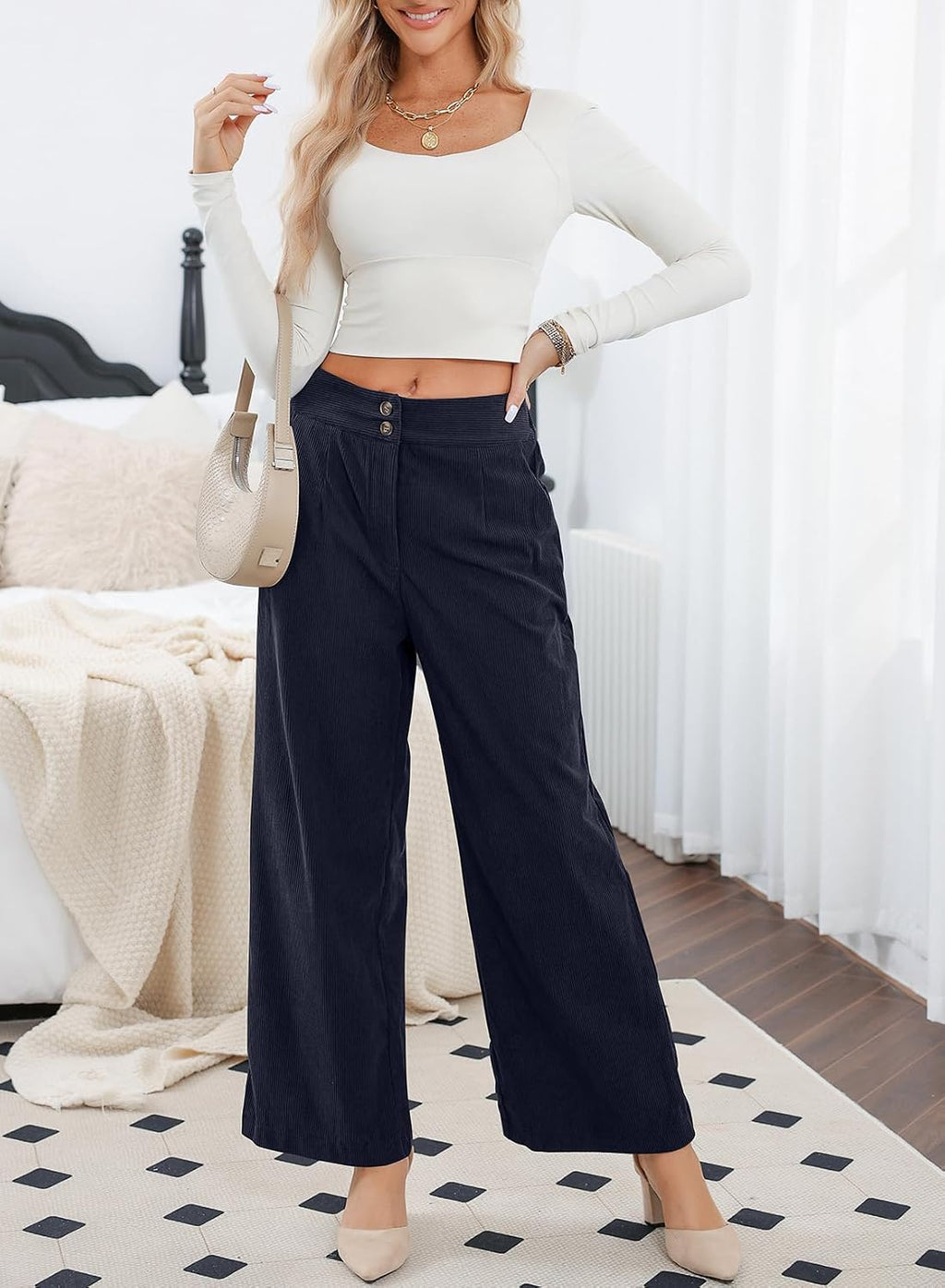 Sidefeel Corduroy Pants Women with Pockets 2026 Fall Clothes