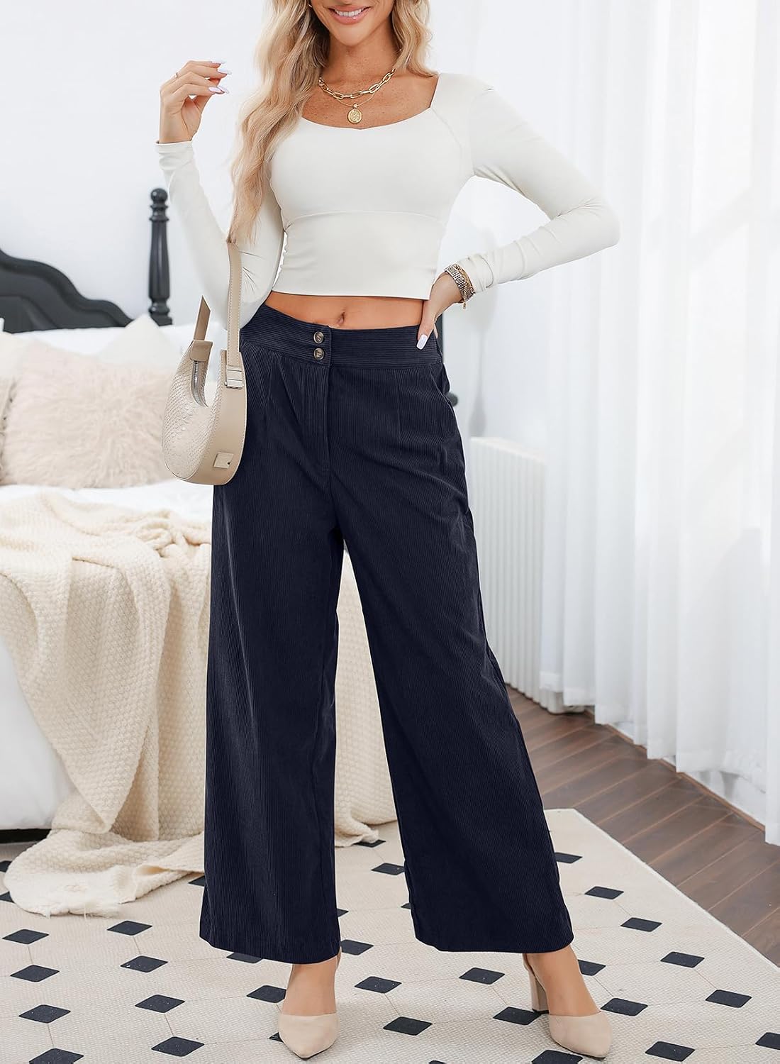Sidefeel Corduroy Pants Women with Pockets 2026 Fall Clothes