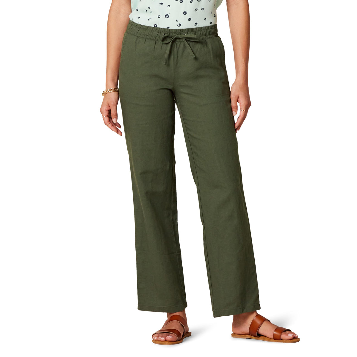 Amazon Essentials Women's Linen Blend Drawstring Relaxed Fit Wide Leg Pants (Available in Plus Size)
