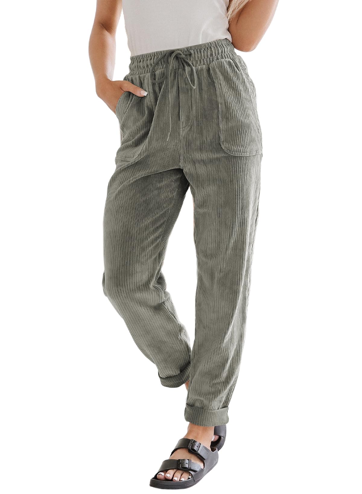 EVALESS Womens Corduroy Pants Straight Leg Fall Teacher Pants
