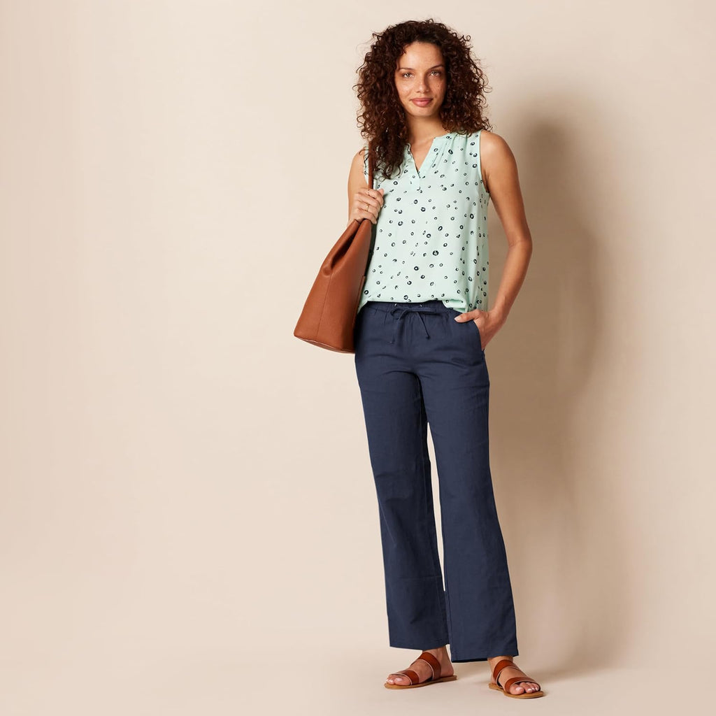 Amazon Essentials Women's Linen Blend Drawstring Relaxed Fit Wide Leg Pants (Available in Plus Size)