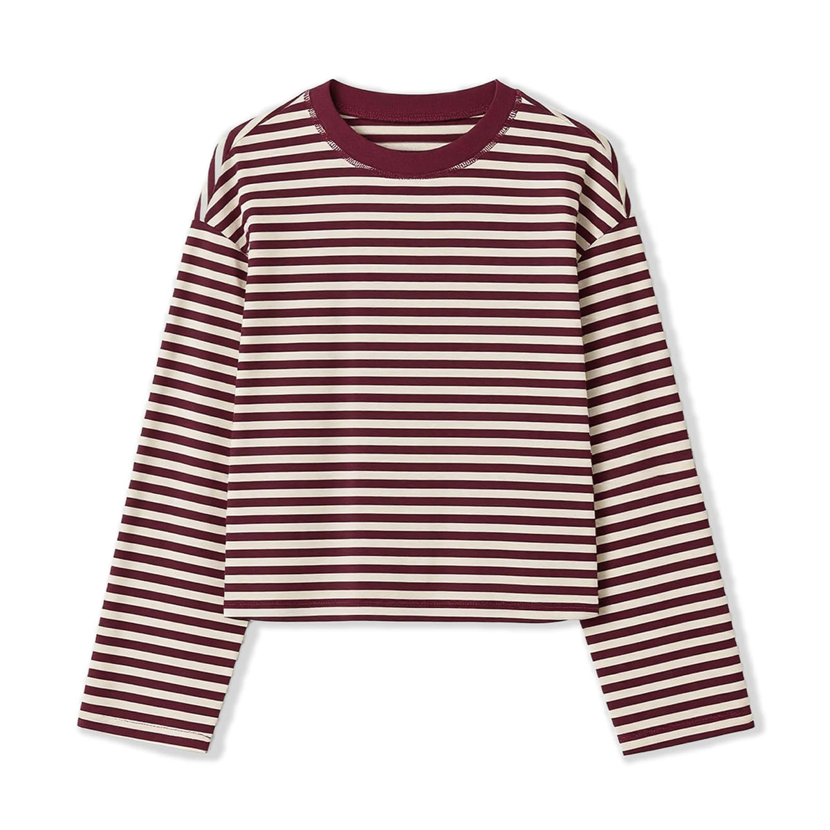 Striped Bloom Long Sleeve Shirt for Women Boxy Tee Top Streetwear