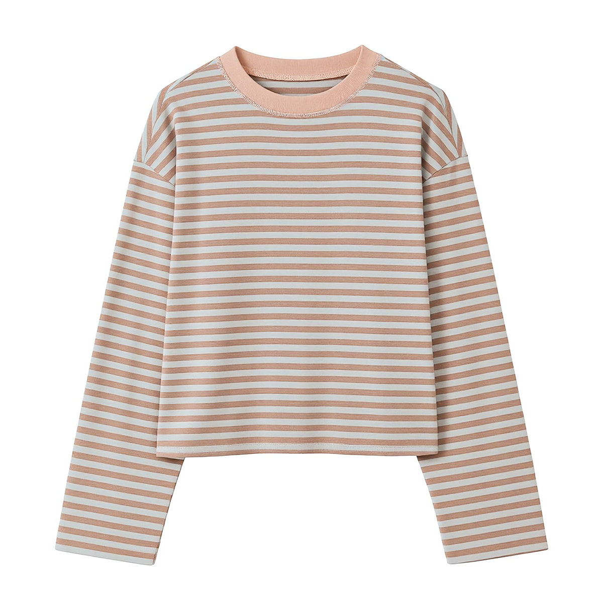 Striped Bloom Long Sleeve Shirt for Women Boxy Tee Top Streetwear
