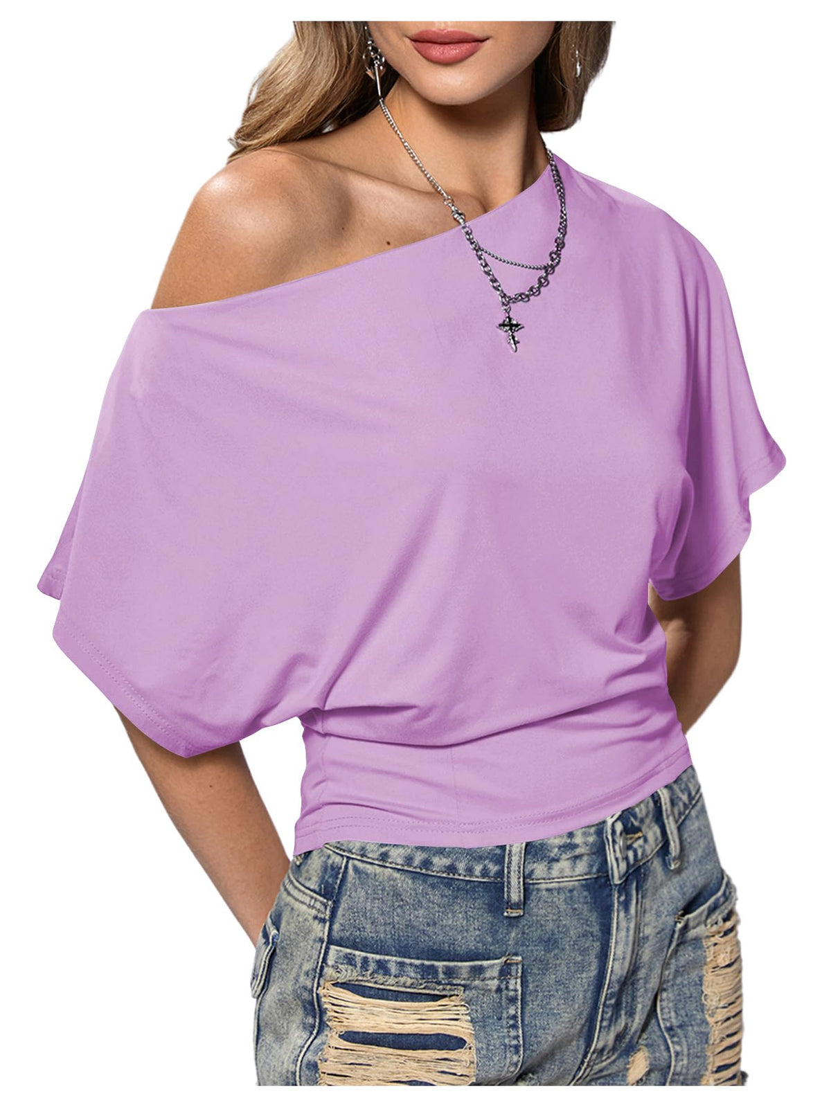 SweatyRocks Women's Off The Shoulder Tops Asymmetrical Y2K Going Out Top
