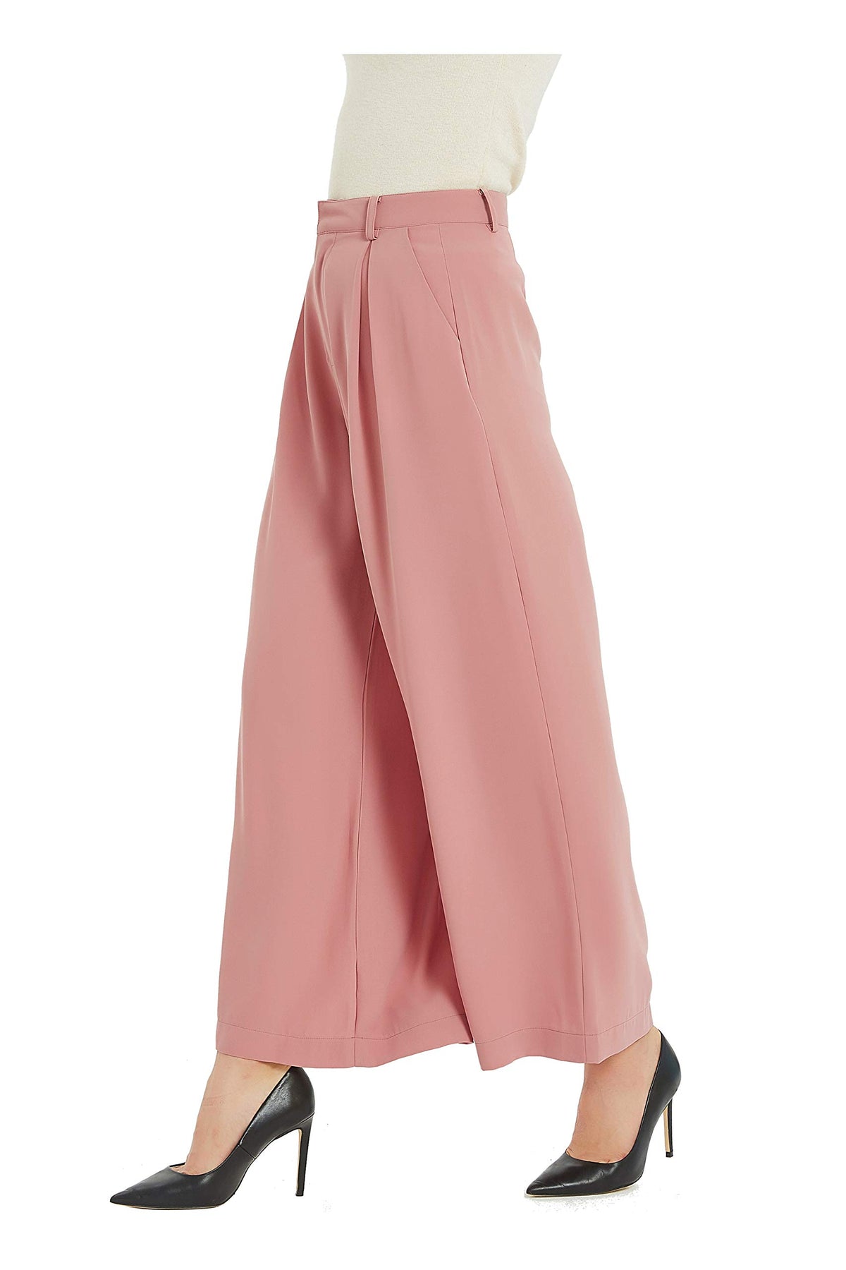 Tronjori Womens High Waist Casual Wide Leg Palazzo Business Pants