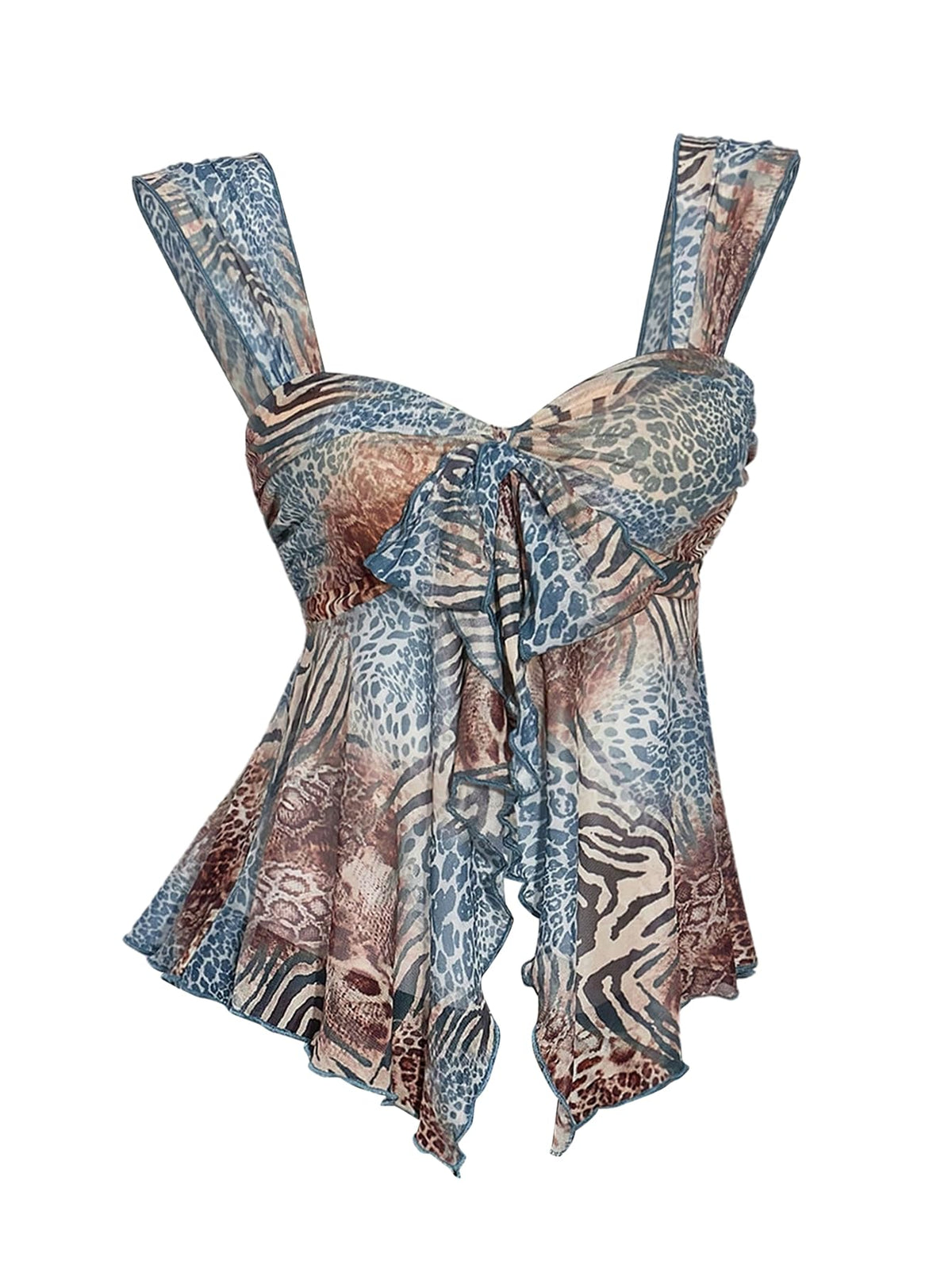 Milumia Women's Flowy Baby Doll Tank Tops Y2k Mesh Going Out Top Festival