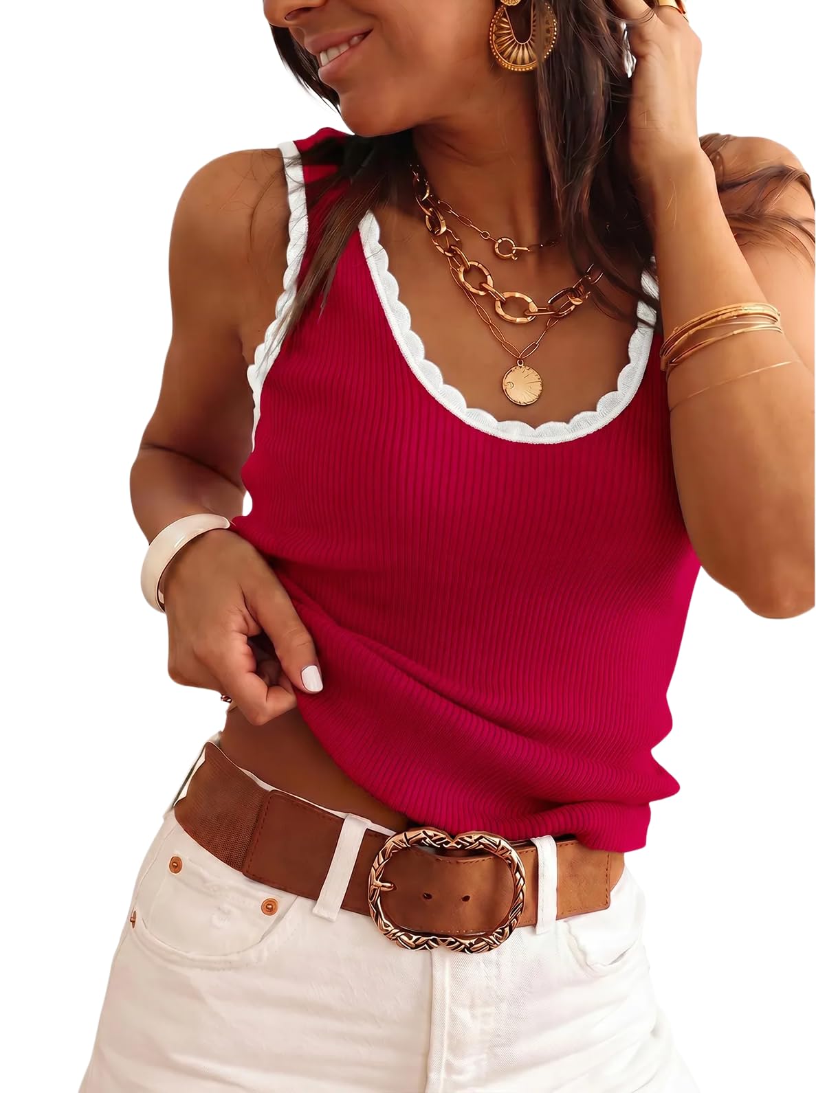Tankaneo Womens V Neck Tank Tops Sleeveless Ribbed Knit Shirt Sweater Vest