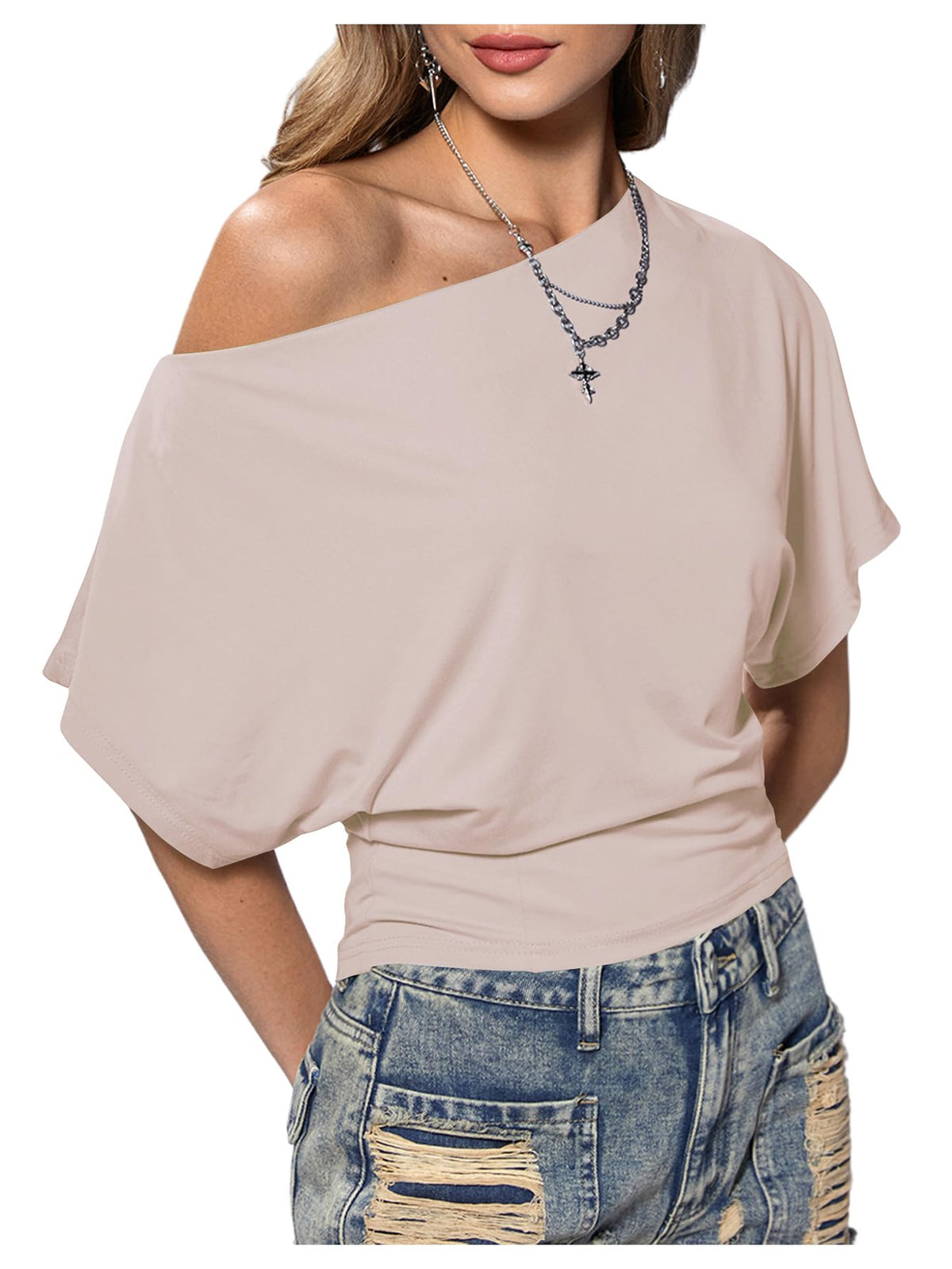 SweatyRocks Women's Off The Shoulder Tops Asymmetrical Y2K Going Out Top