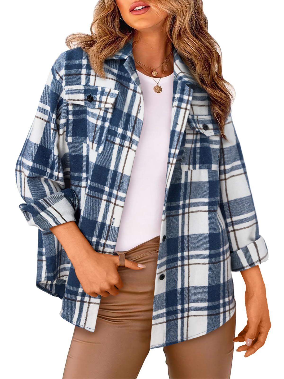 AUTOMET Shackets for Women Plaid Flannel Shirts