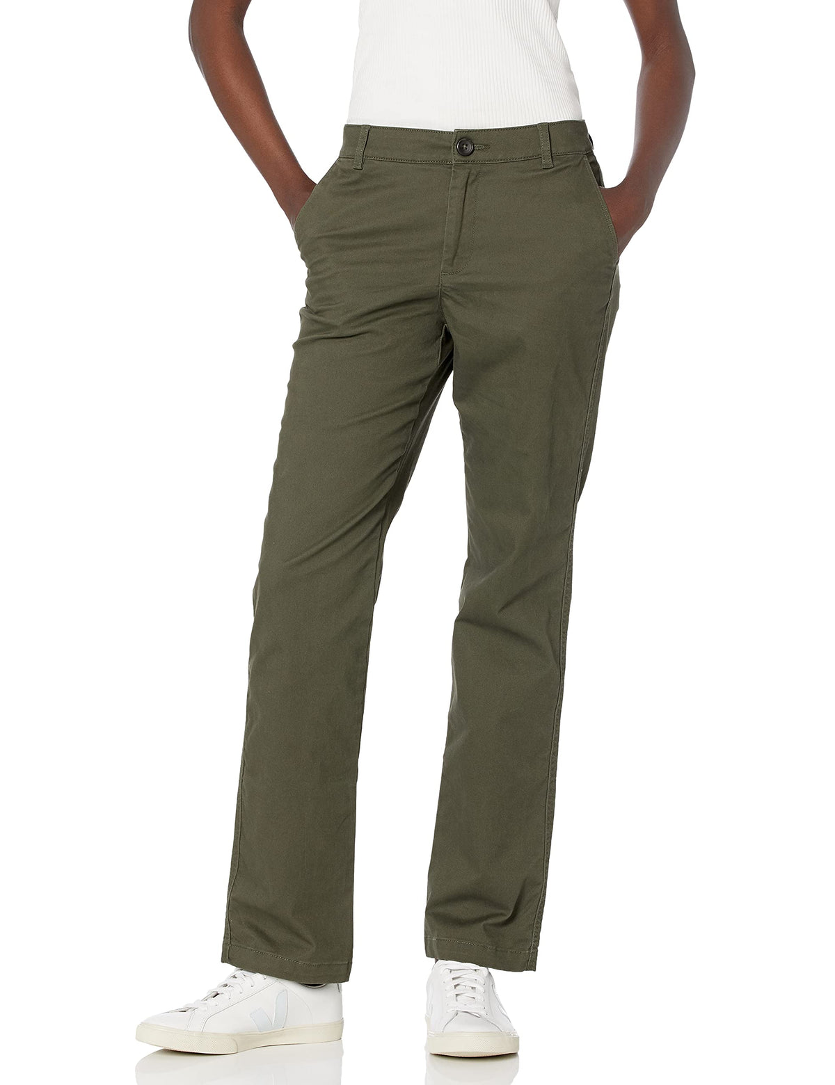 Amazon Essentials Women's Slim Fit Straight Leg Stretch Twill Chino Pant