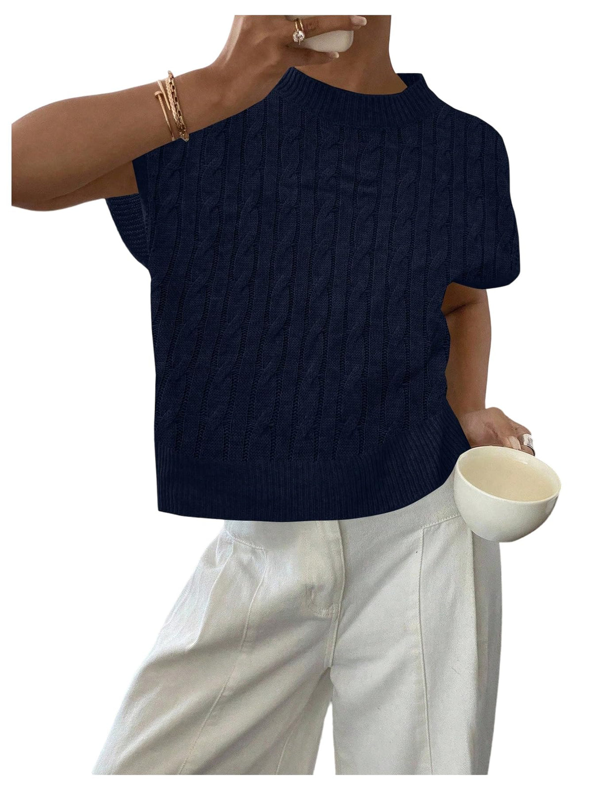 SOLY HUX Women's Short Sleeve Business Casual Sweater
