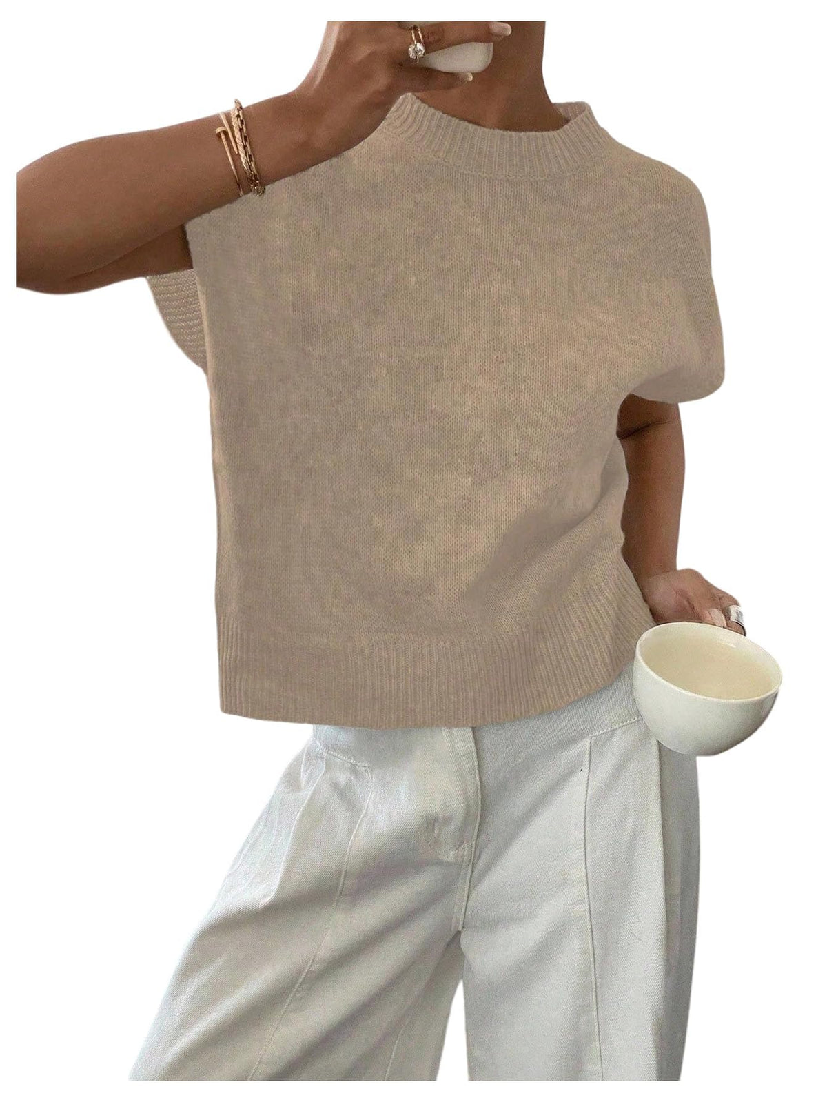 SOLY HUX Women's Short Sleeve Business Casual Sweater