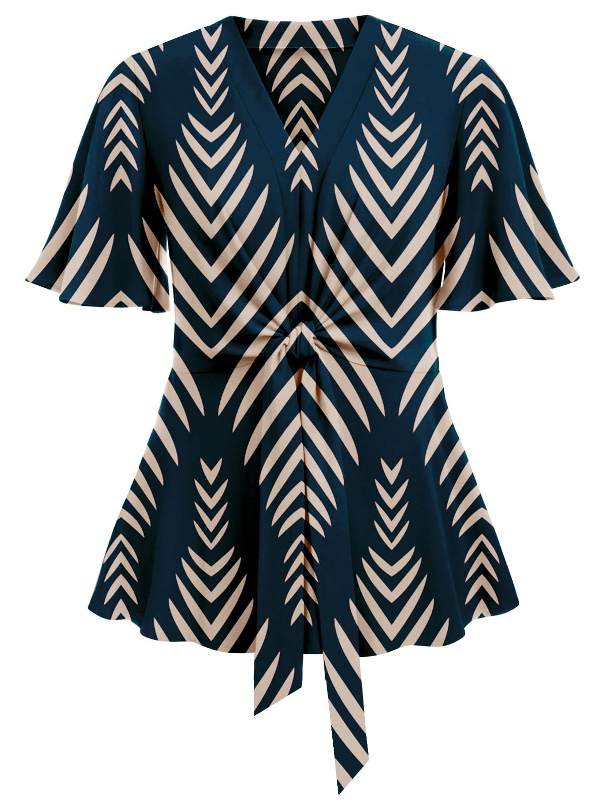 SCOMCHIC 2024 Women's Plus Size Peplum Tops Elegant V Neck Tie Front Bell Sleeve Flowy Blouses Shirts