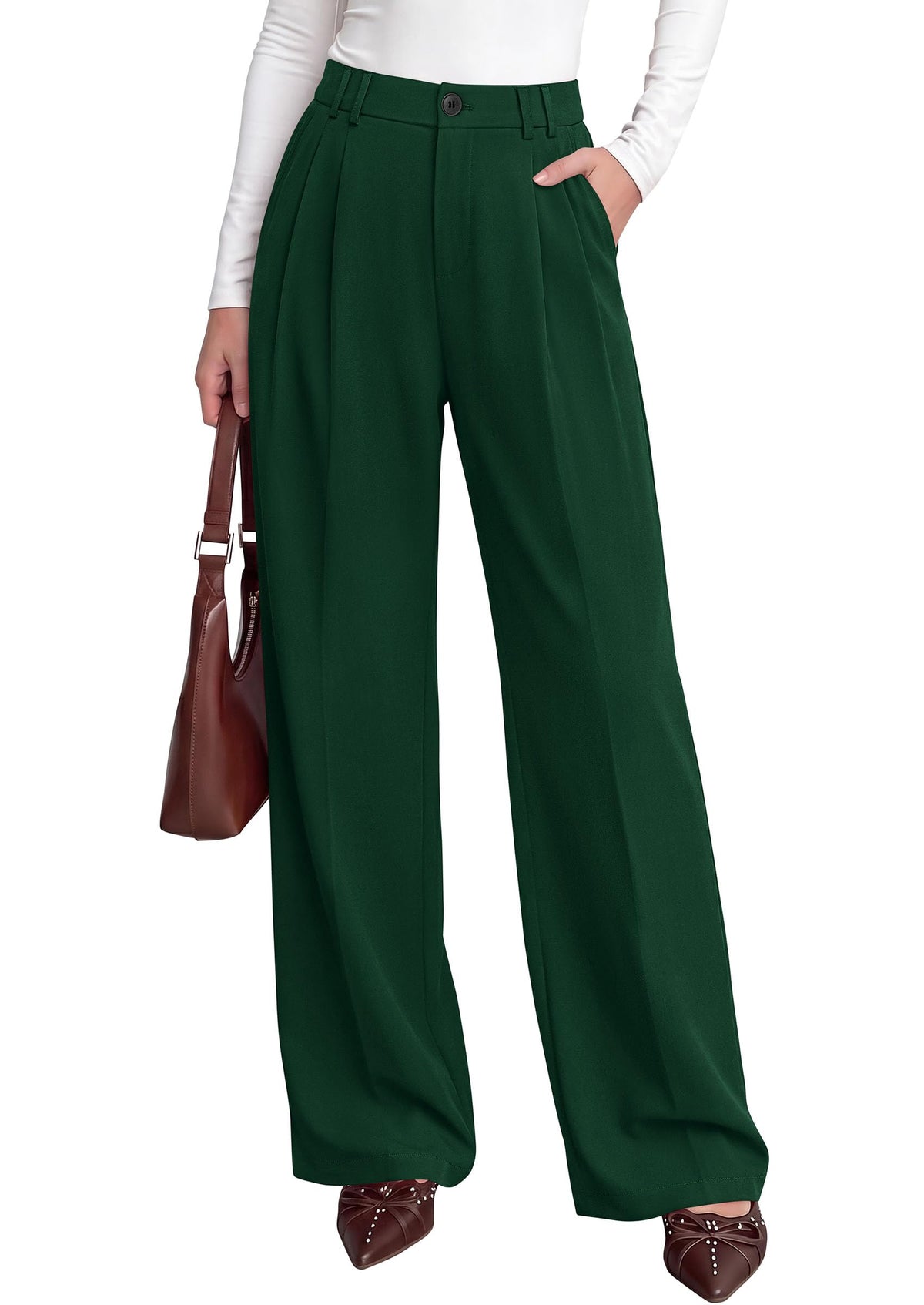 PRETTYGARDEN Women's Dress Pants Wide Leg Flowy Trousers