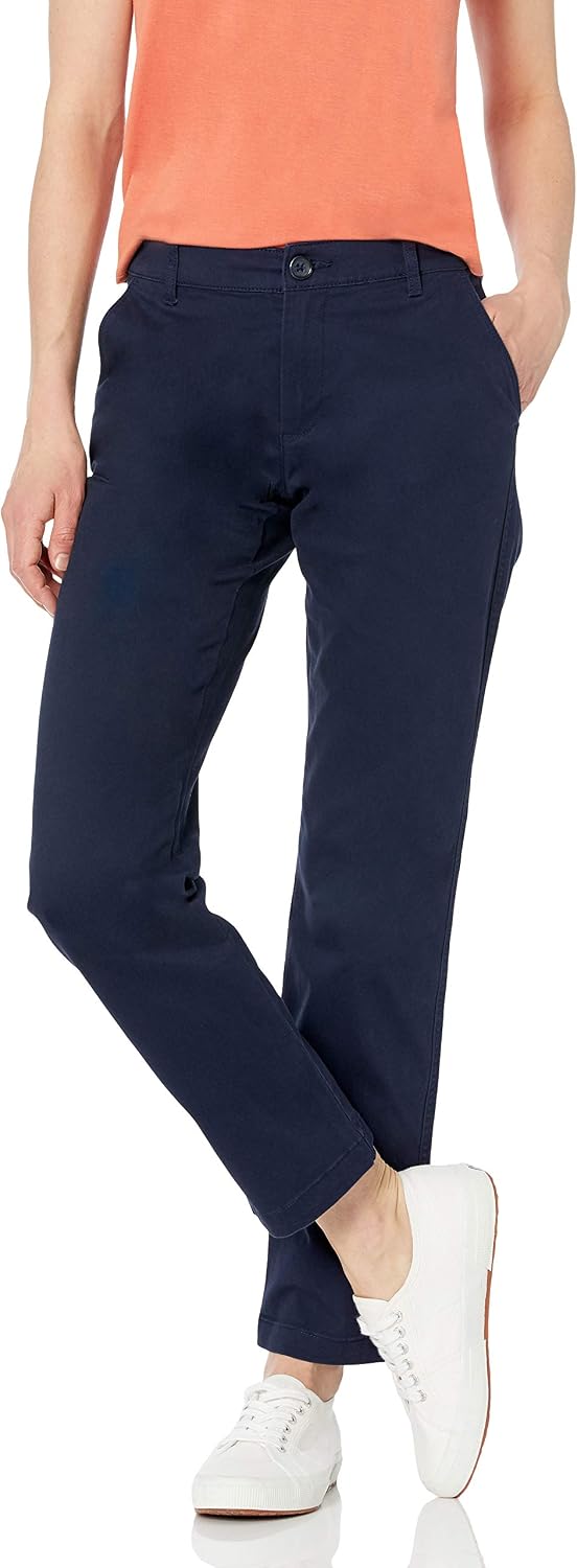 Amazon Essentials Women's Curvy Straight-Leg Mid-Rise Stretch Twill Chino Pants