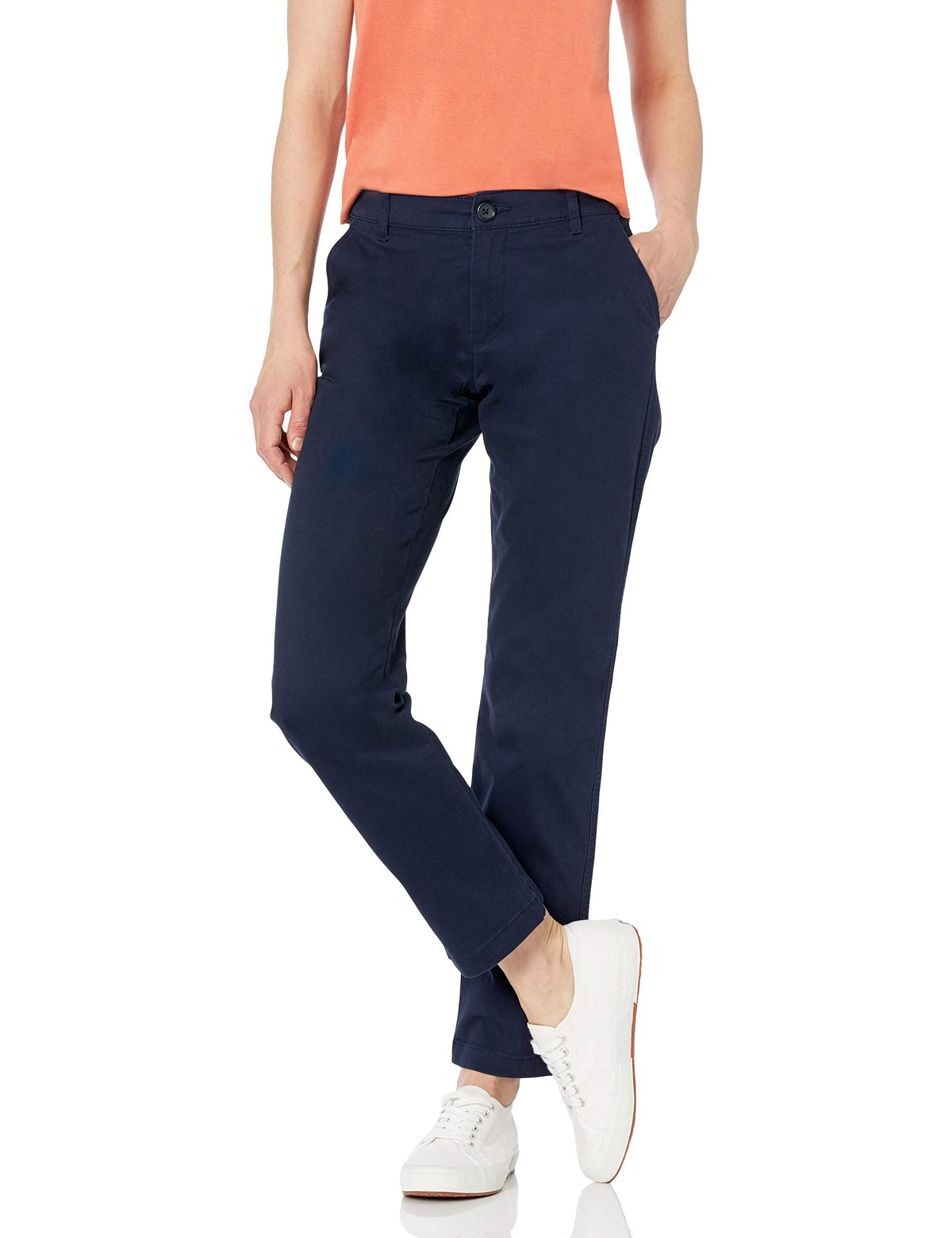 Amazon Essentials Women's Curvy Straight-Leg Mid-Rise Stretch Twill Chino Pants