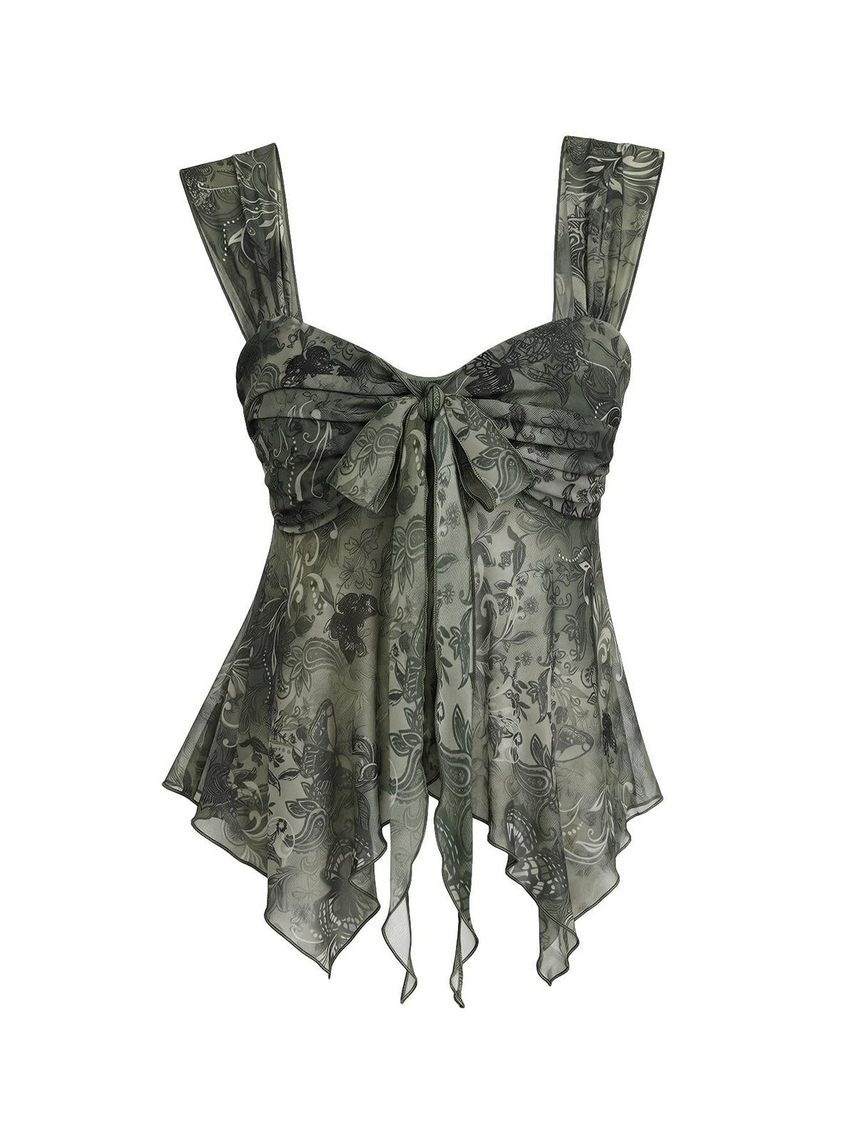 Milumia Women's Flowy Baby Doll Tank Tops Y2k Mesh Going Out Top Festival