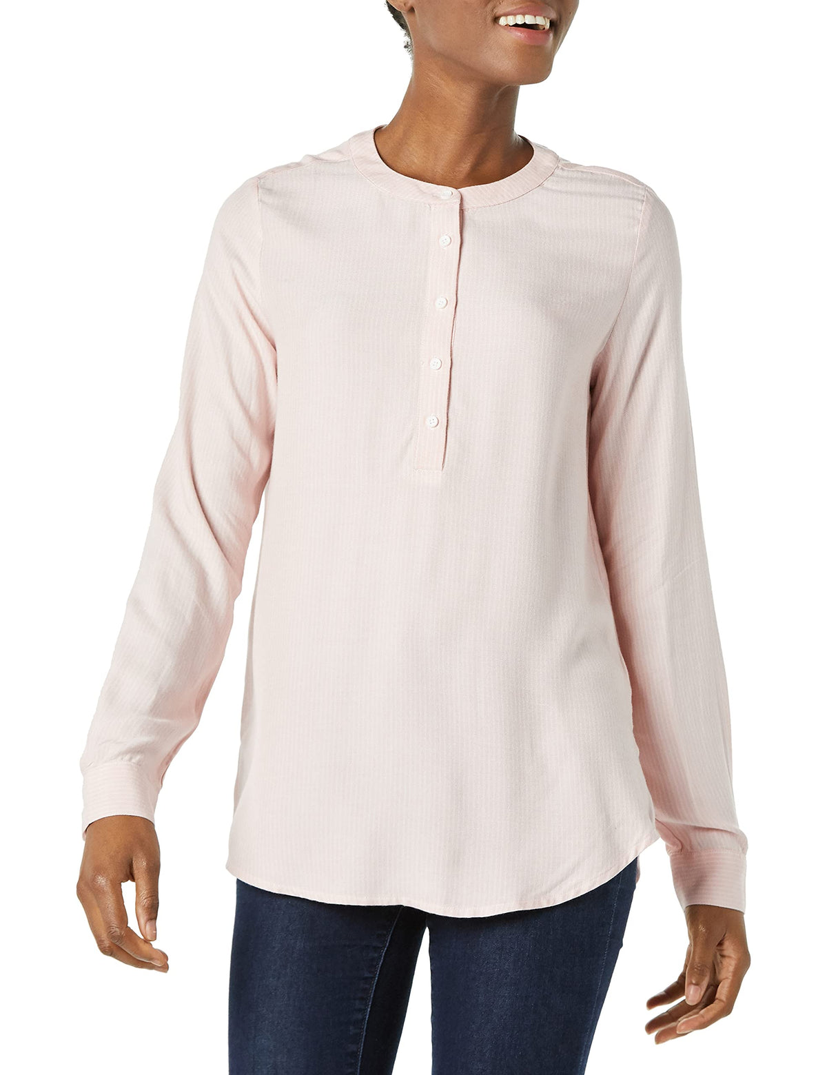 Amazon Essentials Women's Long-Sleeve Relaxed Fit Popover Blouse, Collared Business Casual Work Shirt