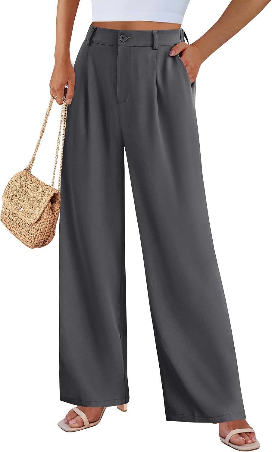 PRETTYGARDEN Women's Flowy Wide Leg Dress Pants