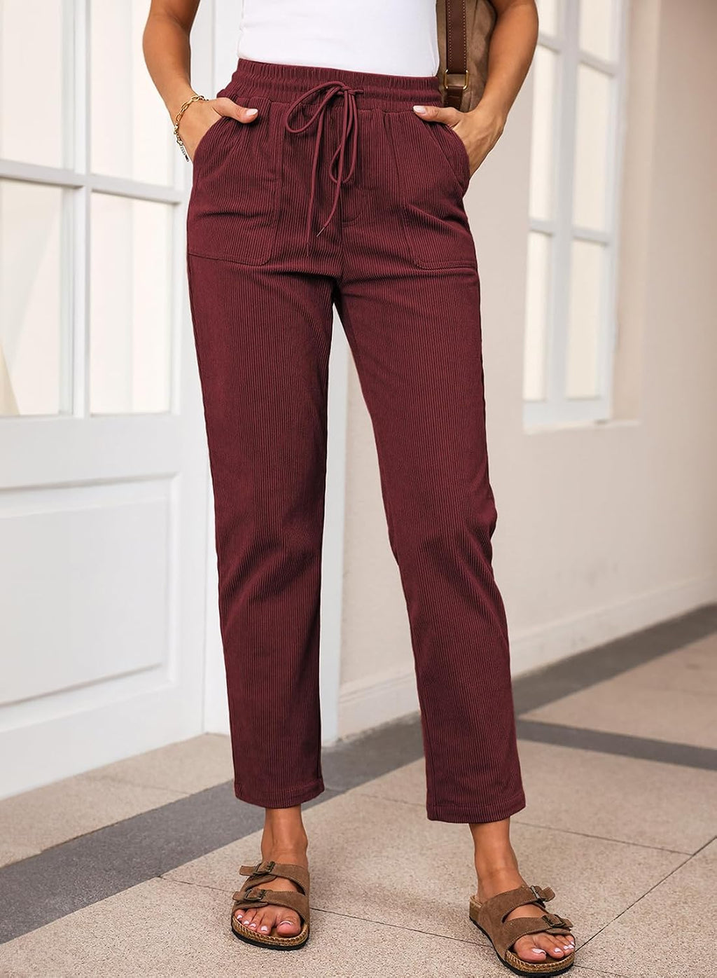 EVALESS Womens Corduroy Pants Straight Leg Fall Teacher Pants