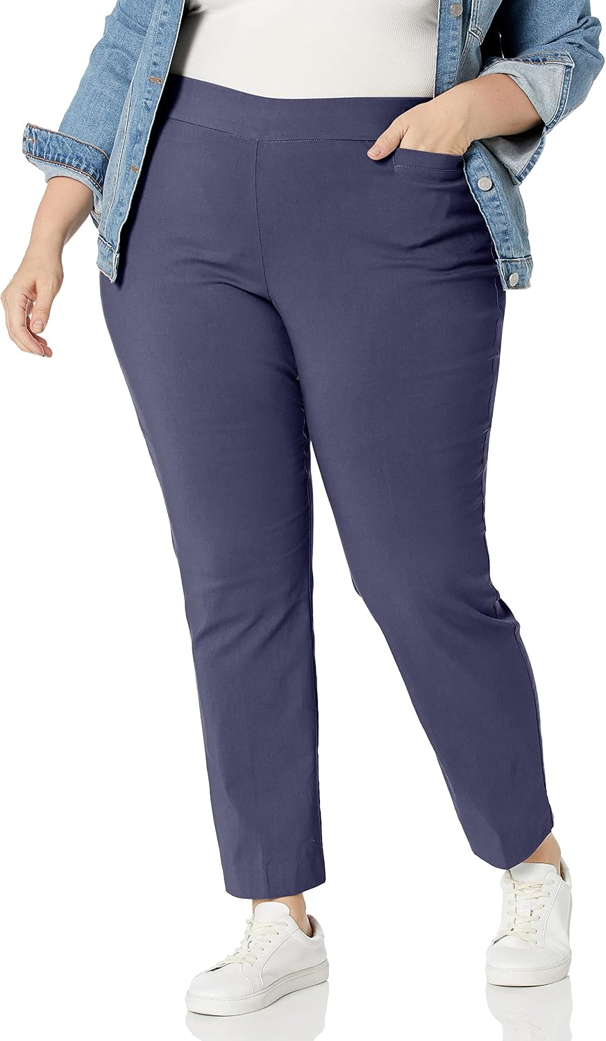 Briggs New York Women’s Plus Size Pull On Dress Pants 4 Pockets Straight Leg Stretchy Office Casual Work Slacks