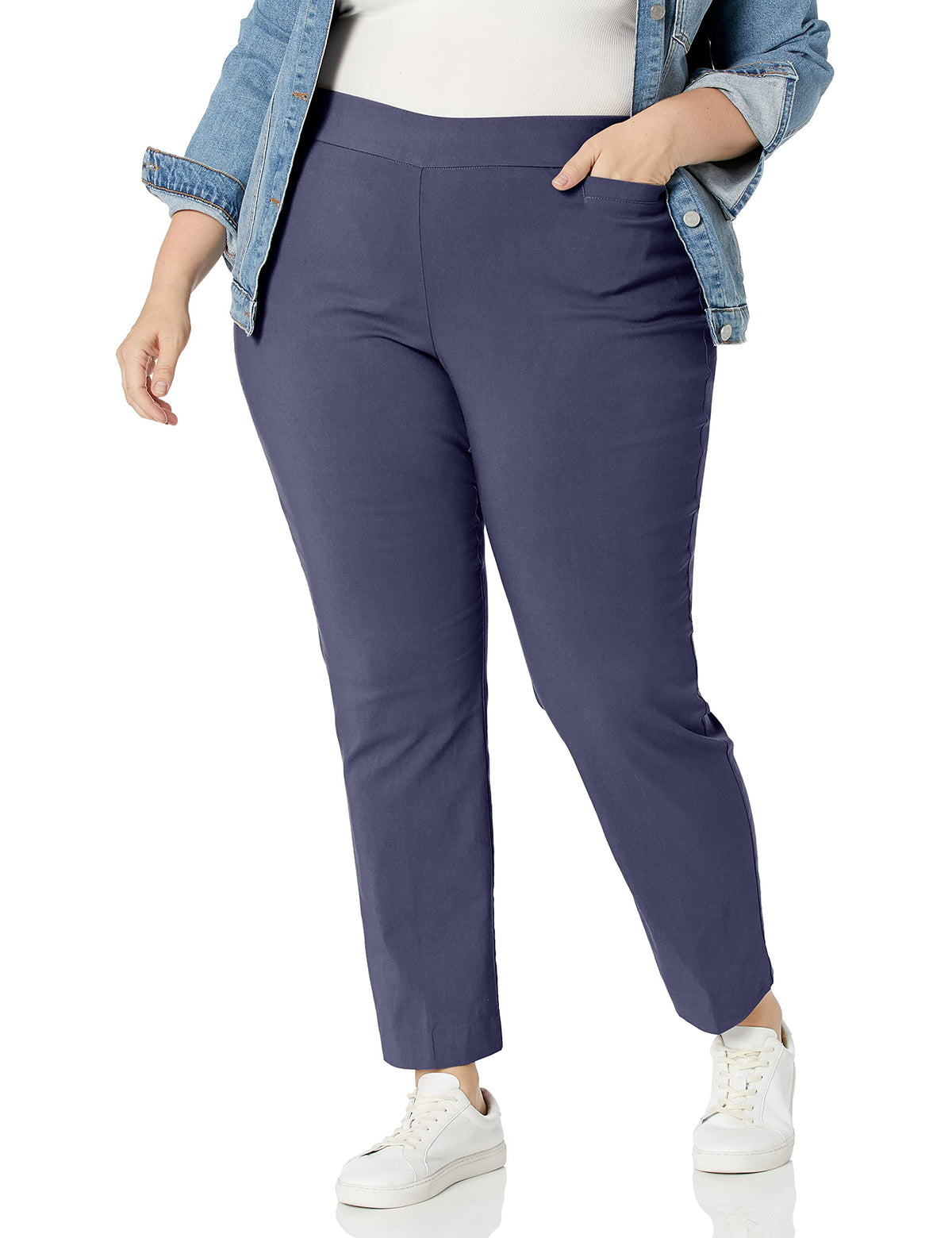 Briggs New York Women’s Plus Size Pull On Dress Pants 4 Pockets Straight Leg Stretchy Office Casual Work Slacks