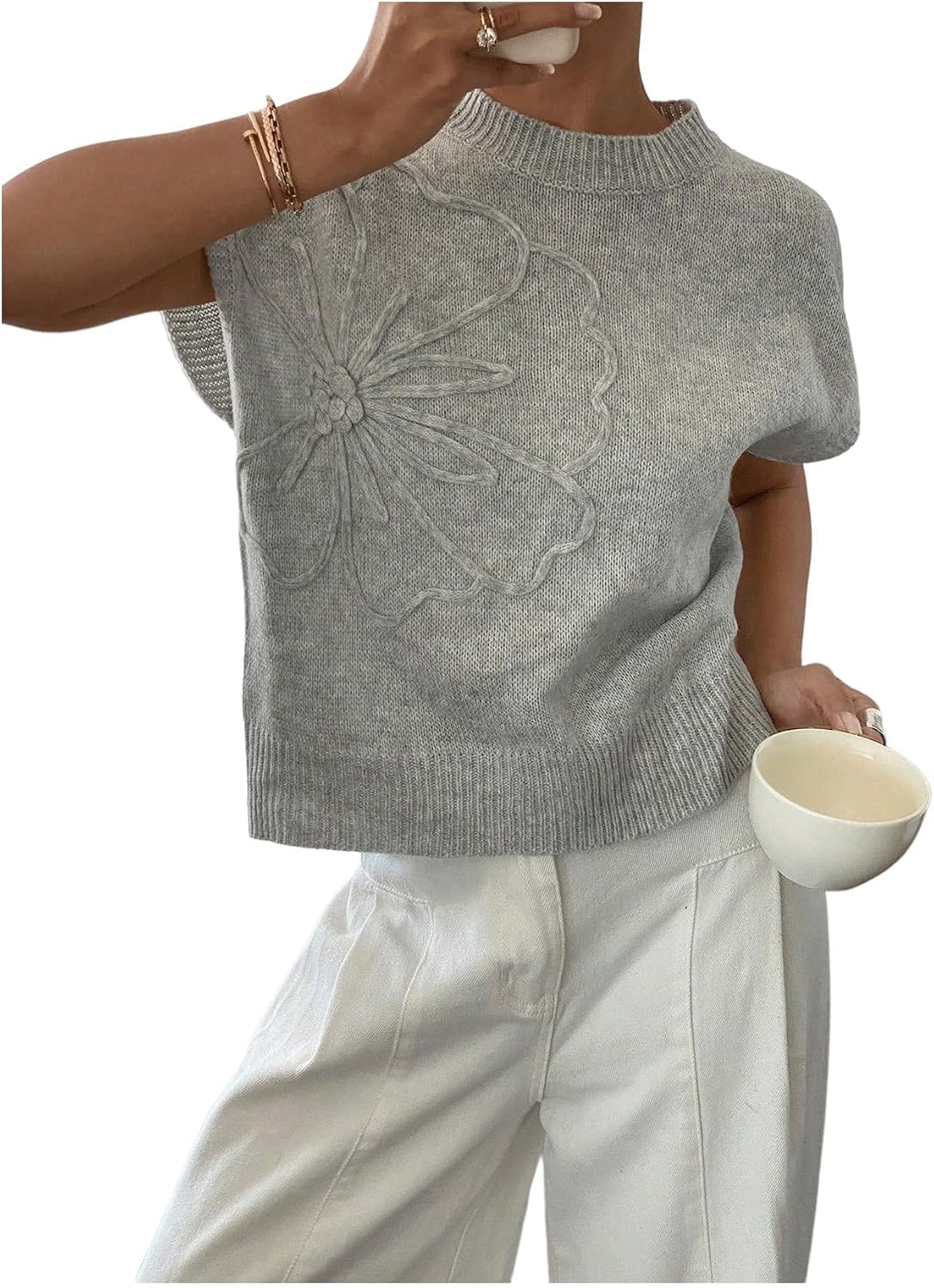 SOLY HUX Women's Short Sleeve Business Casual Sweater