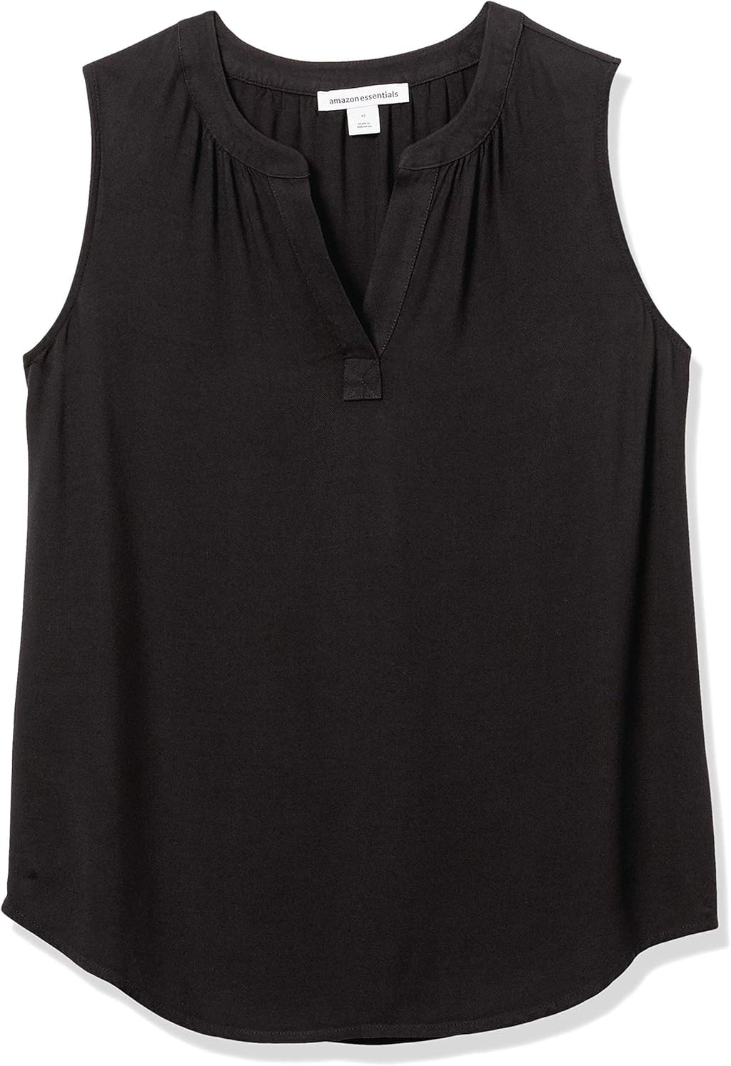 Amazon Essentials Women's Relaxed Fit Sleeveless V-Neck Woven Shirt