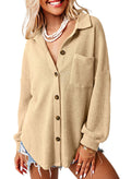 Dokotoo Womens Waffle Knit Shacket Jacket Casual Button Down Shirts Tops