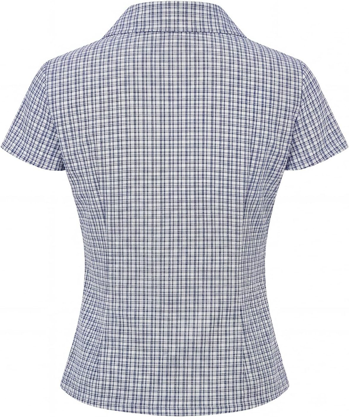 Women Short Sleeve Plaid Button Up Shirt Y2K Button Down Collared Blouse Summer Vintage Slim Fit Gingham Top