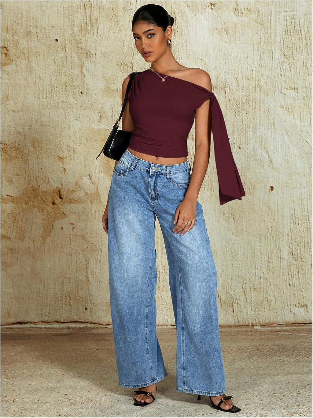 Milumia Women's One Off The Shoulder Tank Tops Asymmetrical Going Out Top