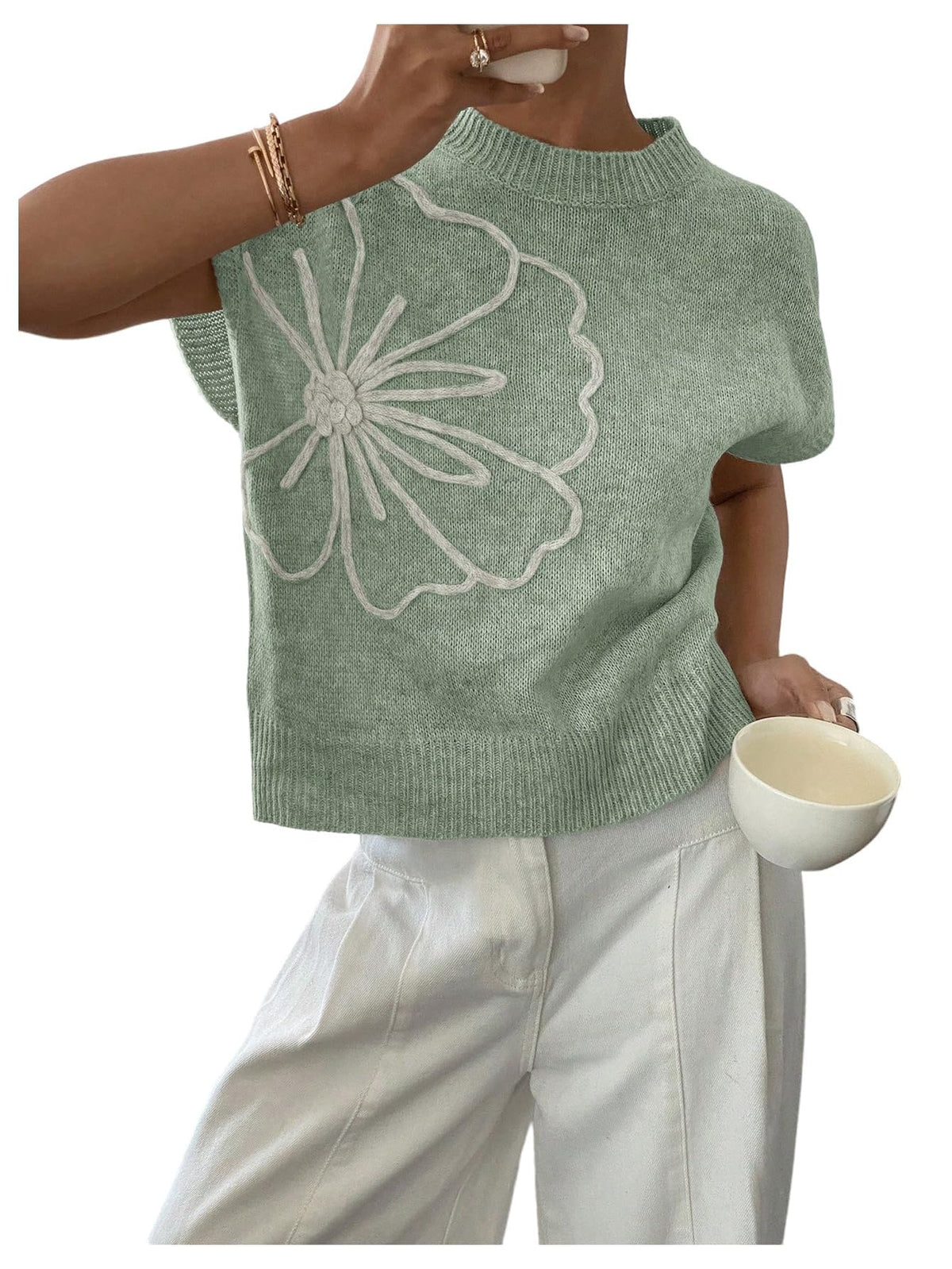 SOLY HUX Women's Short Sleeve Business Casual Sweater