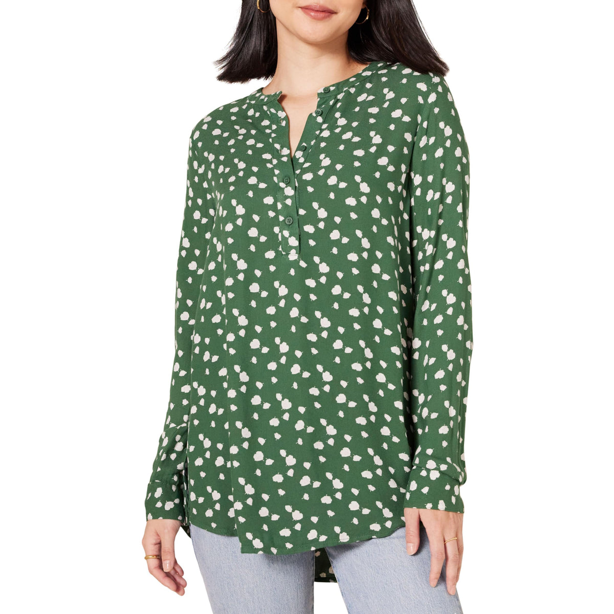 Amazon Essentials Women's Long-Sleeve Relaxed Fit Popover Blouse, Collared Business Casual Work Shirt