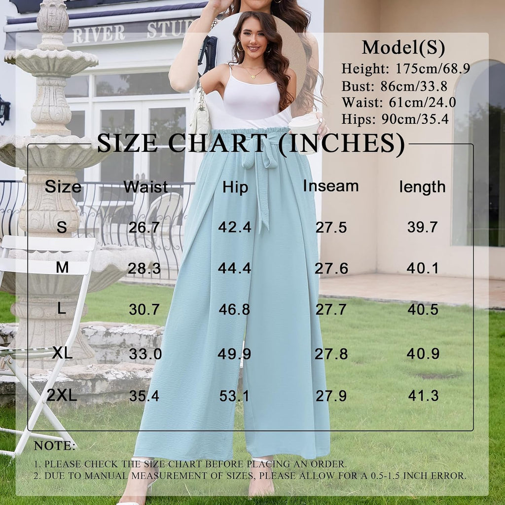 TAOHUADAO Womens Wide Leg Pants with Pockets High Waisted Plus Size Palazzo Pants Casual Flowy Trousers