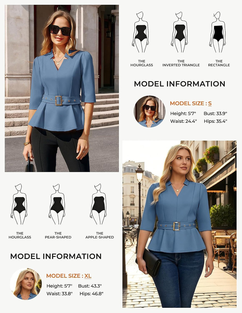 GRACE KARIN Women Business Casual Blouses Peplum Work Tops
