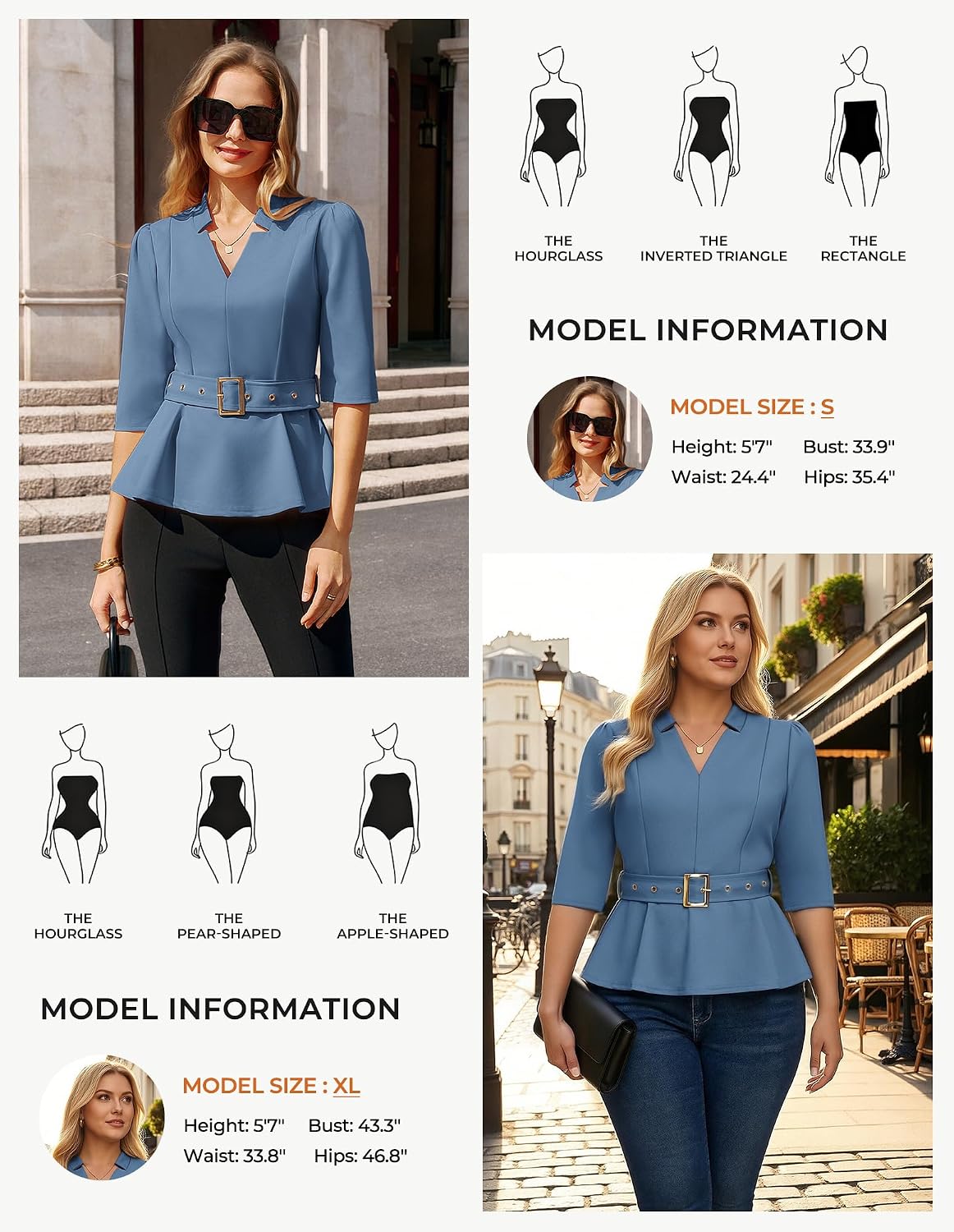 GRACE KARIN Women Business Casual Blouses Peplum Work Tops