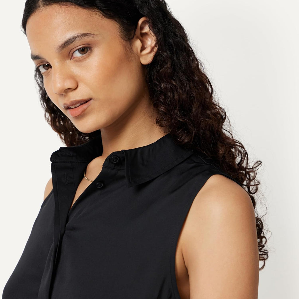 Amazon Essentials Women's Regular-Fit Sleeveless Button-Down Blouse