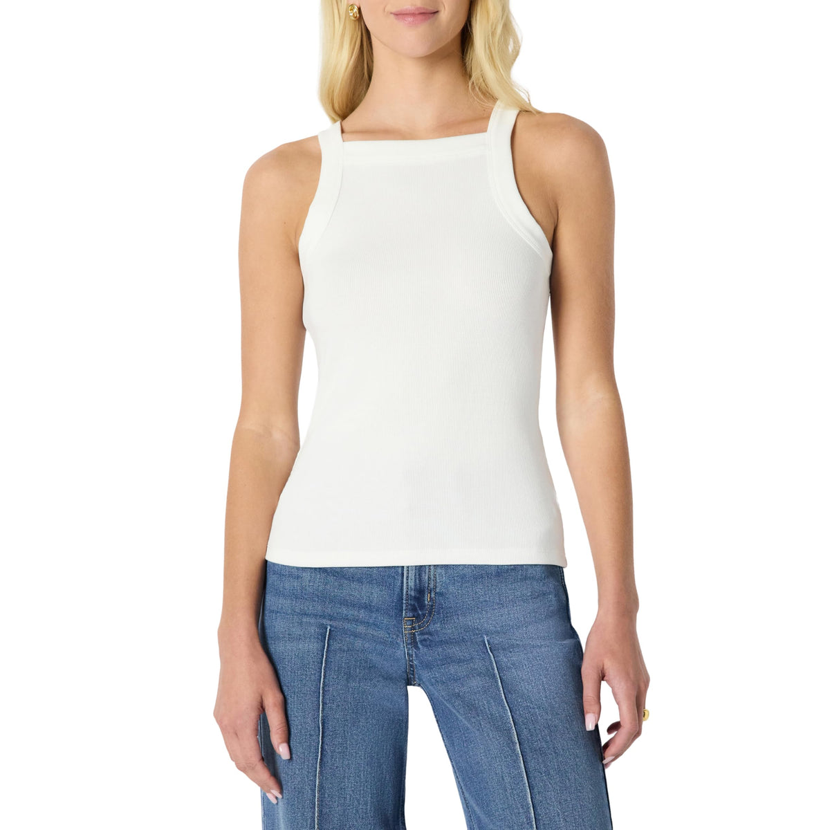 Amazon Essentials Women's Slim-Fit Stretch Rib High-Neck Tank with Wide Ribbed Straps
