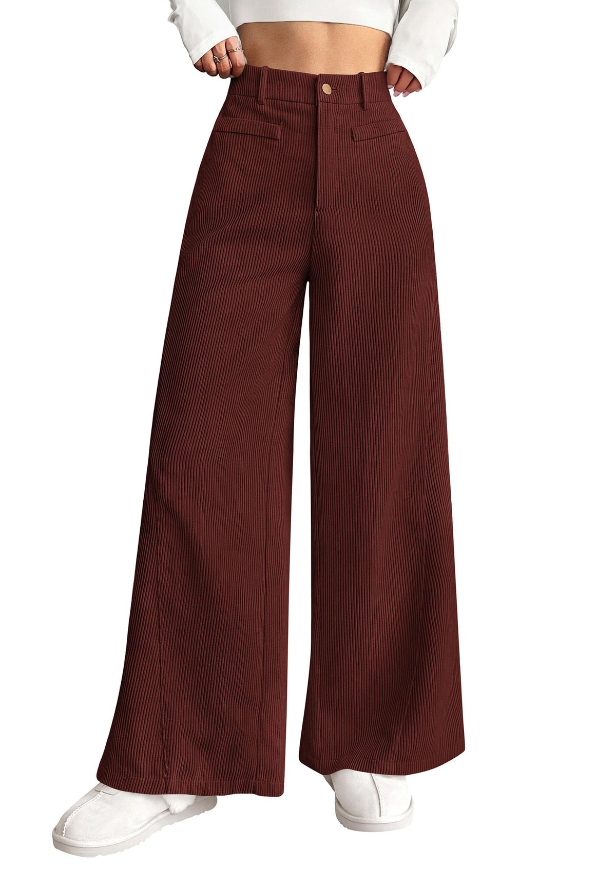 PRETTYGARDEN Women's High Waisted Corduroy Pants Casual