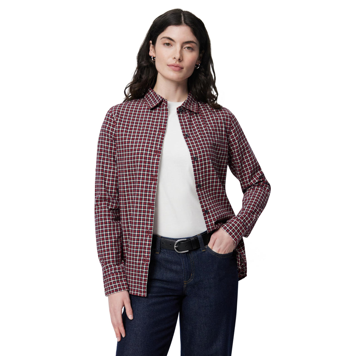 Amazon Essentials Women's Regular-Fit Long-Sleeve Lightweight Cotton Brushed Flannel Shirt