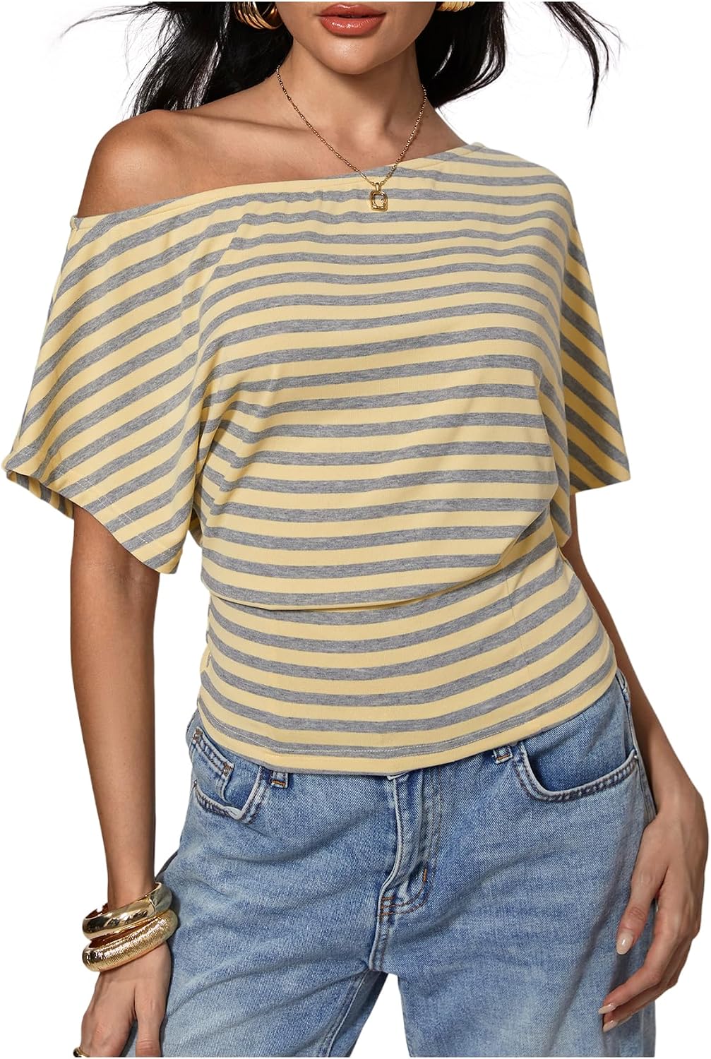 SweatyRocks Women's Off The Shoulder Tops Asymmetrical Y2K Going Out Top