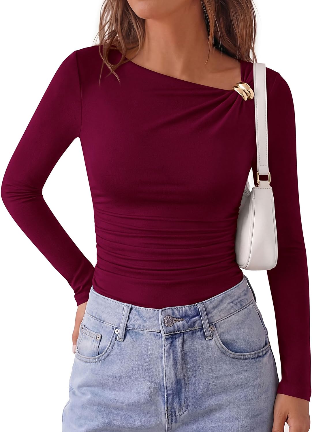 PRETTYGARDEN Long Sleeve Tops for Women Fitted Going Out Top