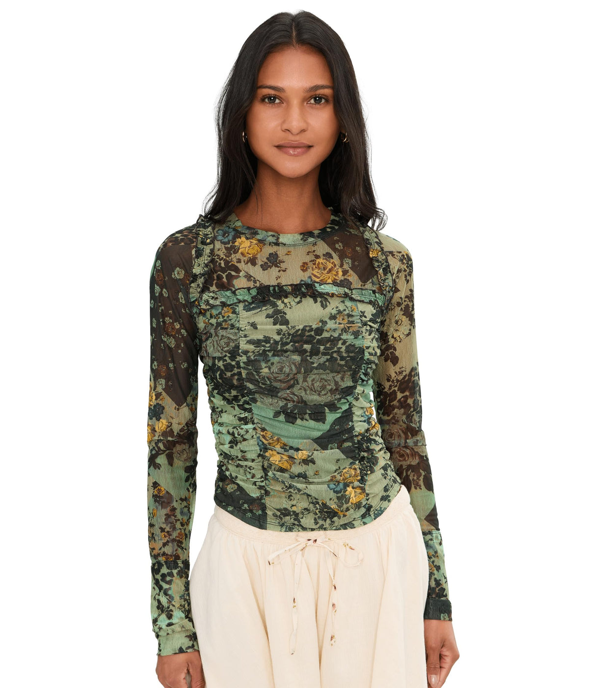 Free People Ariana Long Sleeve Ruched Top